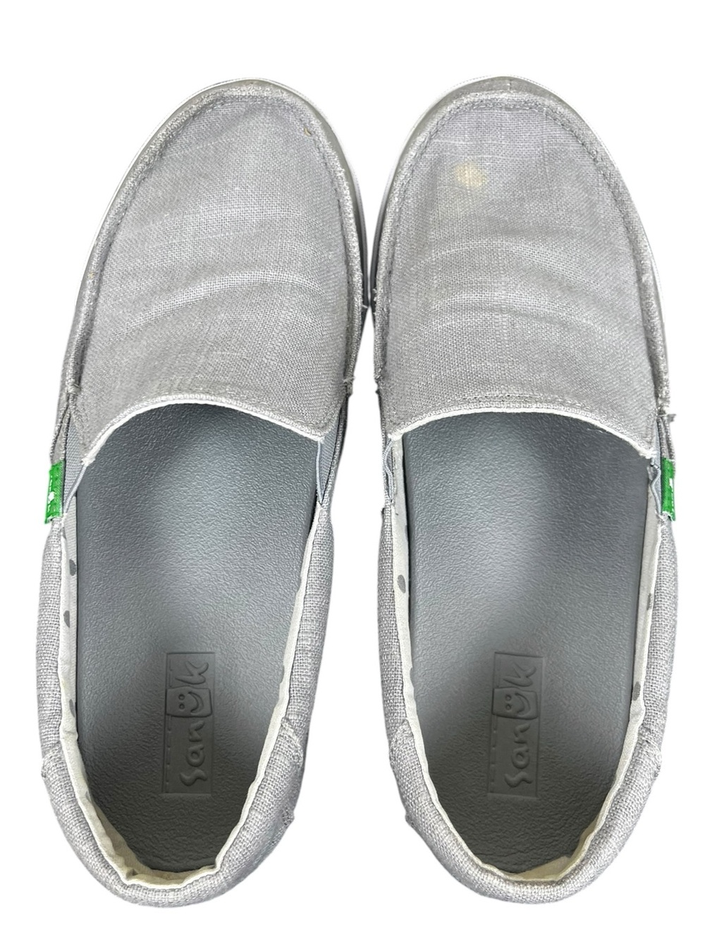 Sanuk Gray Canvas Slip-On Men Shoes with Green Brand Tab size 8 - Picture 5 of 7